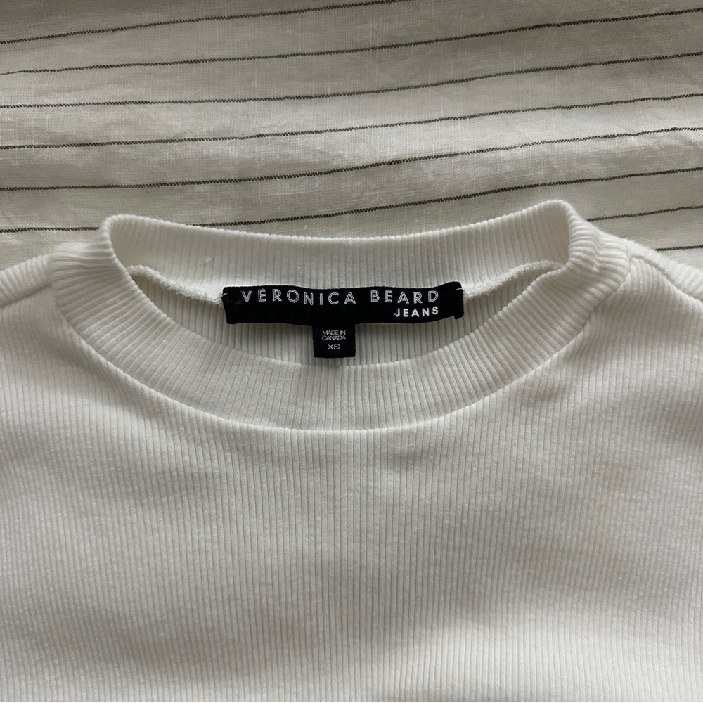 Veronica Beard Lyon Top White Ribbed Puff Long Sleeve Top - Picture 8 of 11